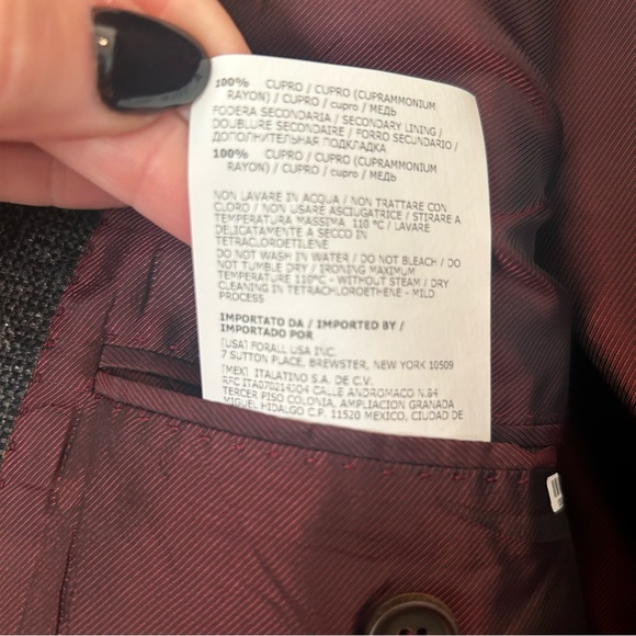 Paul Zileri Made in Italy Blazer Sport Jacket 48R Dark Gray Retails Over $1K - Picture 10 of 10